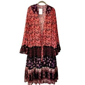 Free People Zahara Tiered Floral Duster Kimono  XS